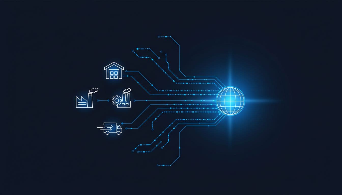 Data streams flowing from factory, warehouse, and logistics icons converge into a central One Lake